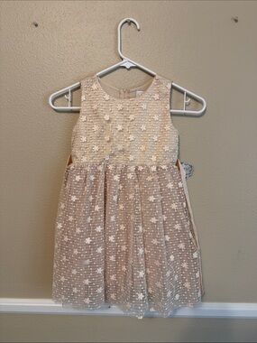 NWT Nordstrom Popatu Floral Embroidered Tulle Overlay Sleeveless Dress 5 Ivory